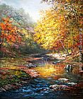 John Ottis Adams Beautiful trees with a quiet river painting